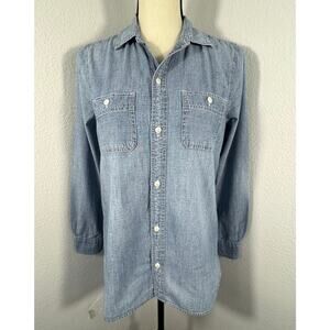 Madewell Blue Chambray Denim Top Long Sleeve Button Up Jean Shirt S